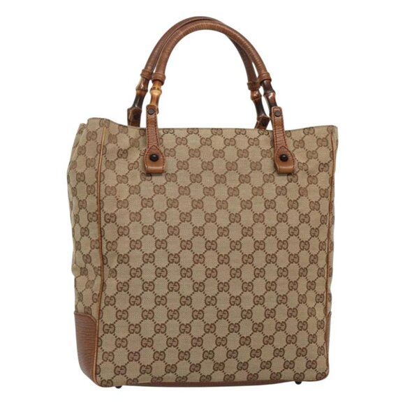 GUCCI GG Canvas Bamboo Hand Bag Beige - Picture 1 of 14